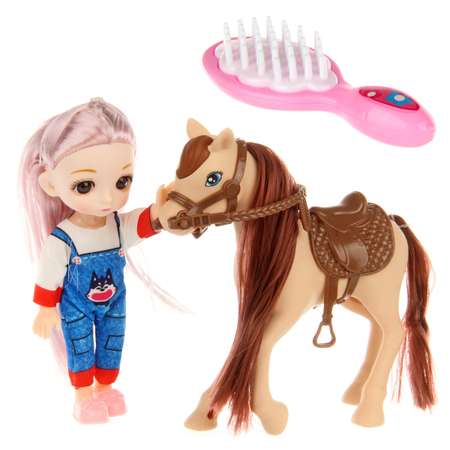 Кукла с лошадкой Veld Co и расческой