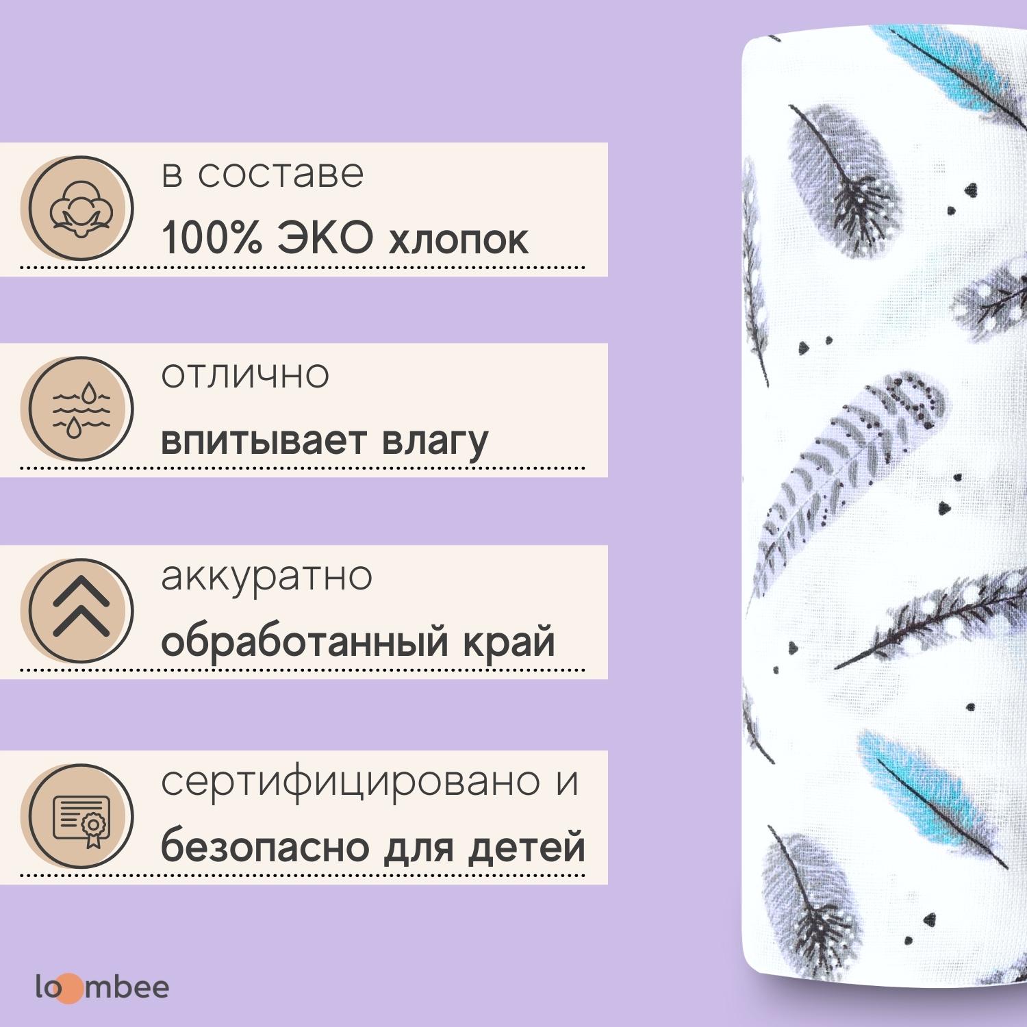 Пеленка loombee муслиновая для новорожденных Жирафы 1 шт - фото 3