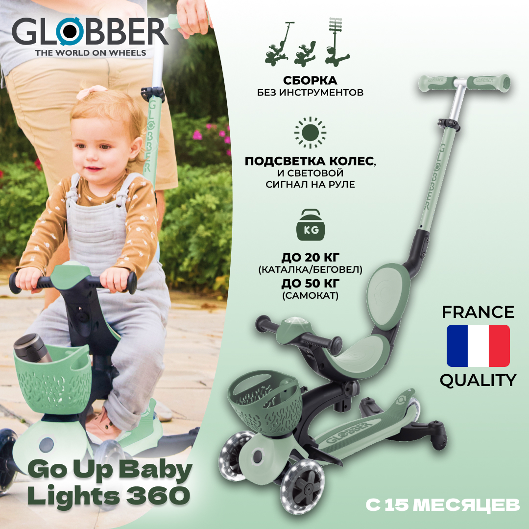 Самокат Globber Globber Go Up Baby Lights 360 - фото 1