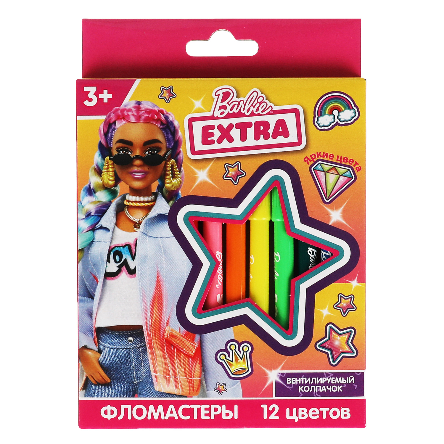 Фломастеры УМка Barbie 12 цветов круглые barbie extra 329590 - фото 1