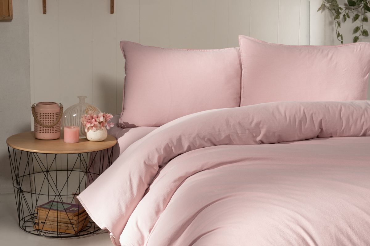 Комплект постельного белья Arya Home Collection Natural Stone Washed 200x220 розовый - фото 8