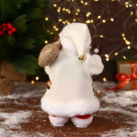 Дед мороз Зимнее волшебство «В белом костюмчике с орнаментом с посохом» двигается 11х30 см