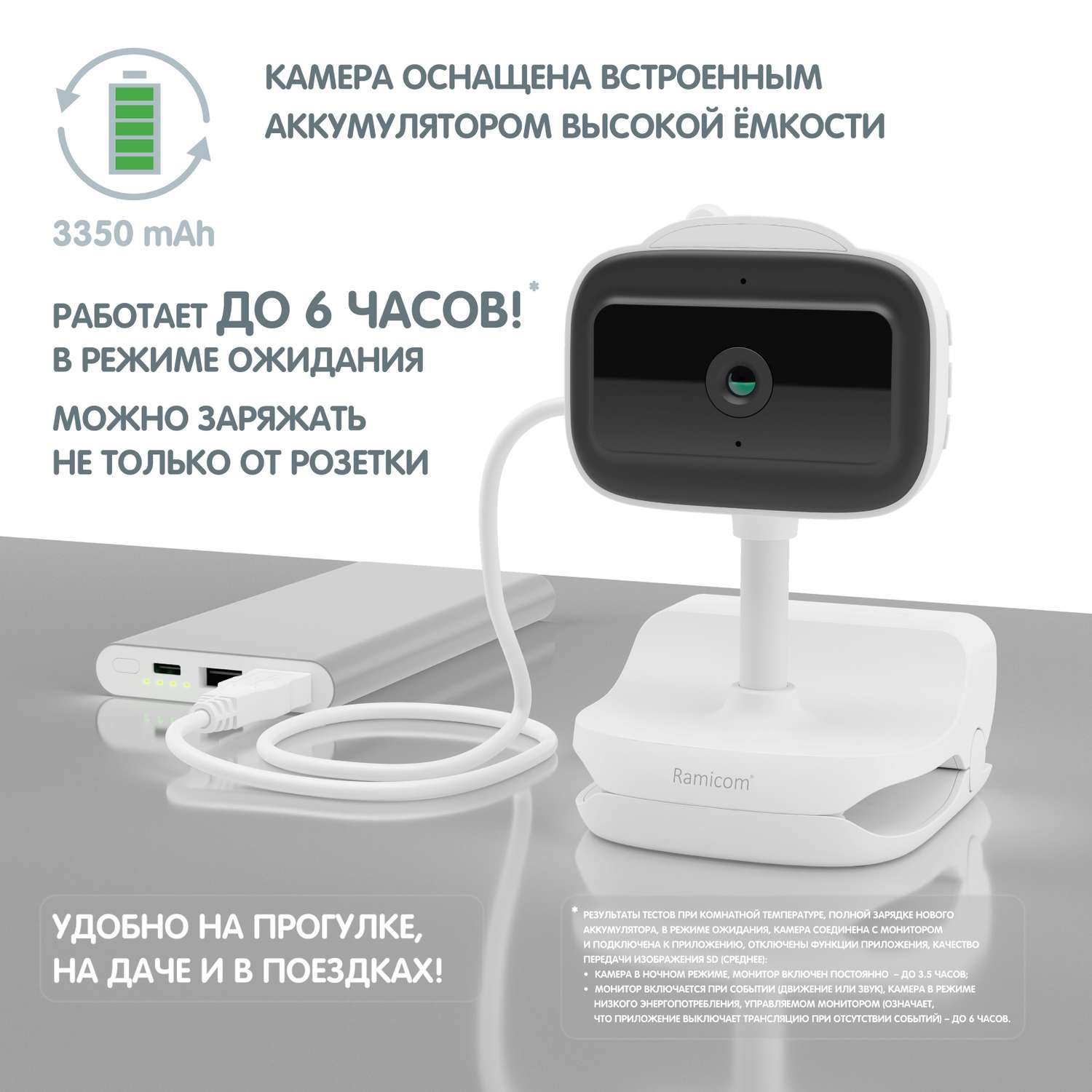 Видеоняня Ramicom VRC400X2 две камеры встроенные аккумуляторы крепление  купить по цене 22900 ₽ в интернет-магазине Детский мир