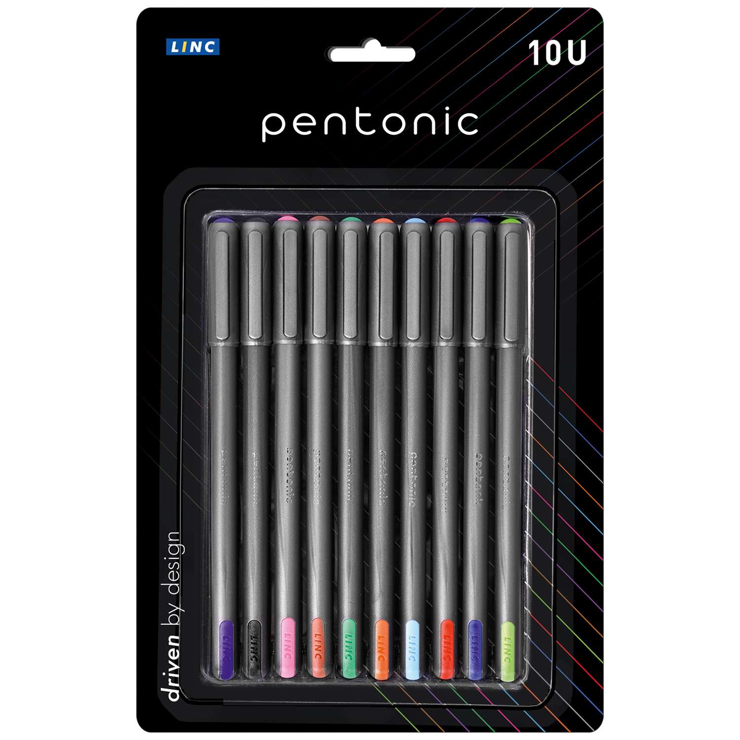 Ручки шариковые LINC Pentonic silver 1 мм 10 шт ассорти - фото 1