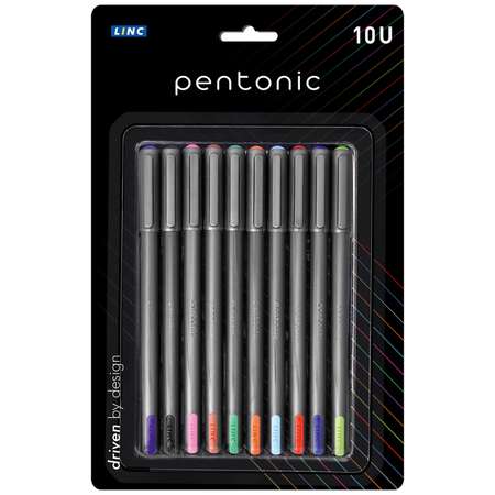 Ручки шариковые LINC Pentonic silver 1 мм 10 шт ассорти