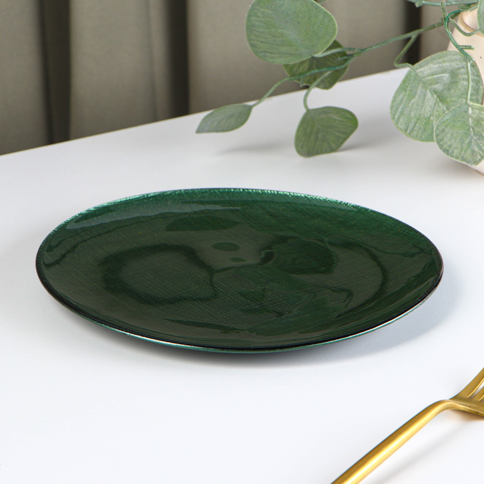 Тарелка Sima-Land стеклянная десертная «Римини» d=21 см цвет зелёный - фото 2
