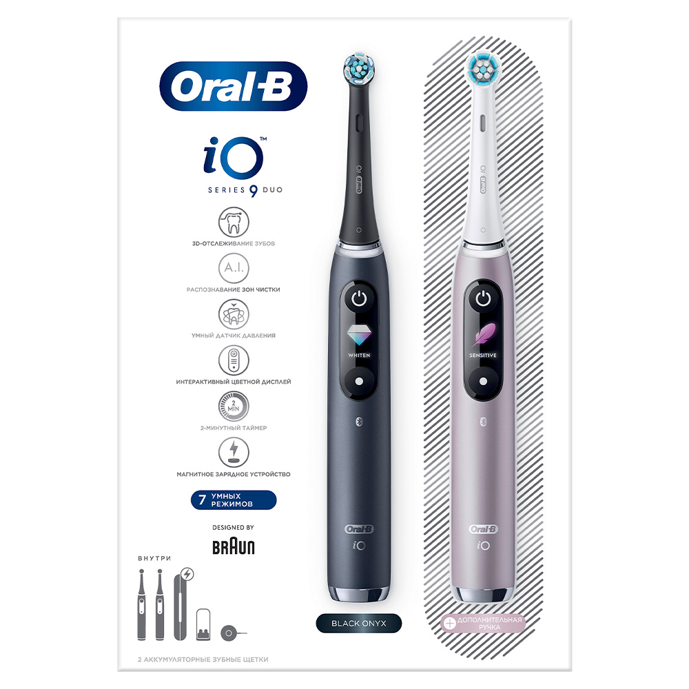 Электрическая зубная щетка ORAL-B iO 9 DUO Black Onyx Rose Quartz - фото 13