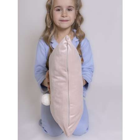 Подушка декоративная детская Мишель Зайка с пушистым хвостом розовый цвет правая