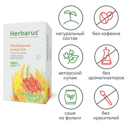 Чайный напиток Herbarus Имбирная Энергия 24 пакетика