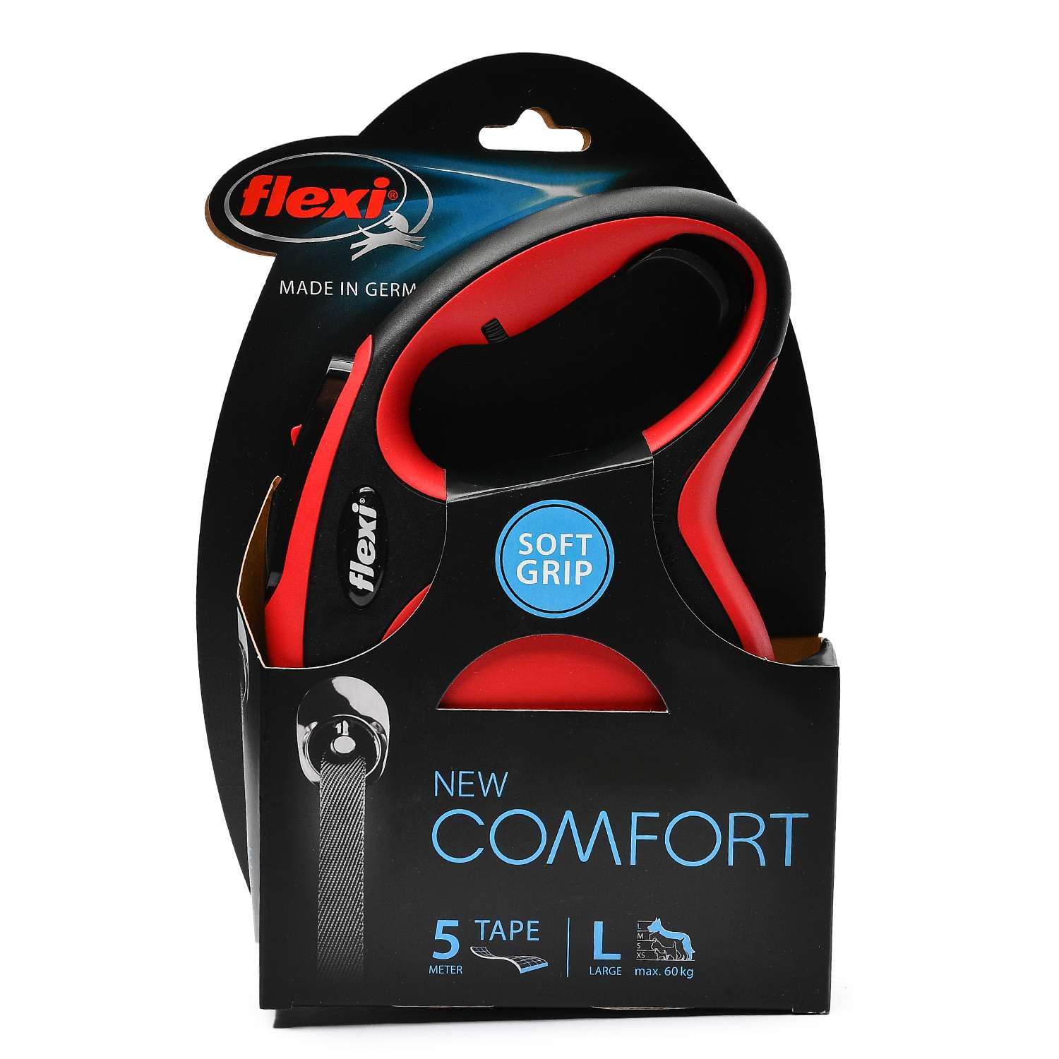 Рулетка Flexi New Comfort L лента 5м до 60кг Черный-Красный - фото 3