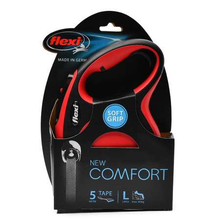 Рулетка Flexi New Comfort L лента 5м до 60кг Черный-Красный