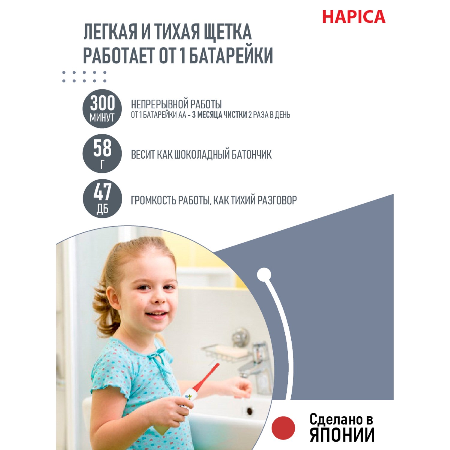 Зубная щетка Hapica DBK-5RWG детская от 3 до 10 лет - фото 5