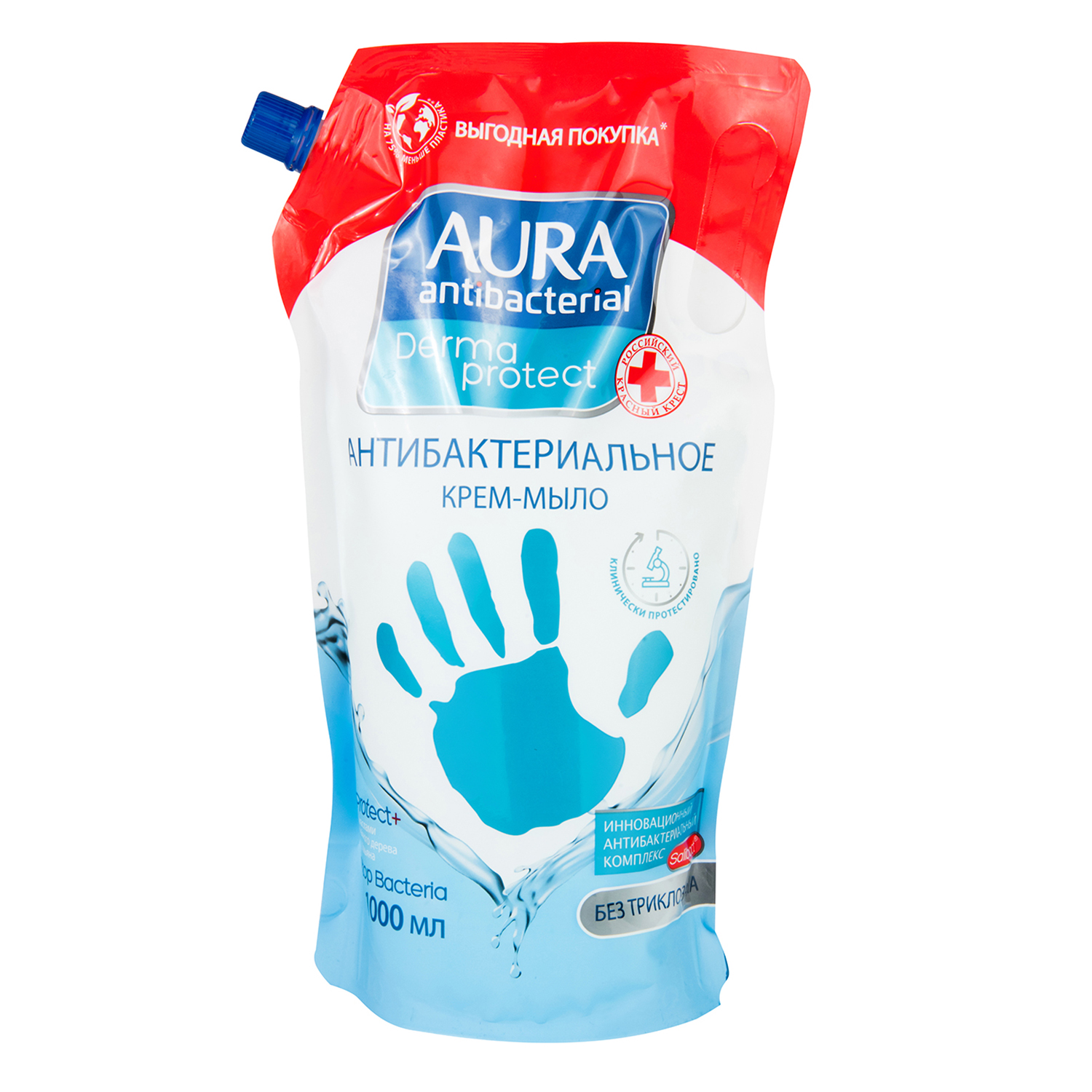 Крем-мыло AURA Antibacterial Derma protect 1000мл - фото 1