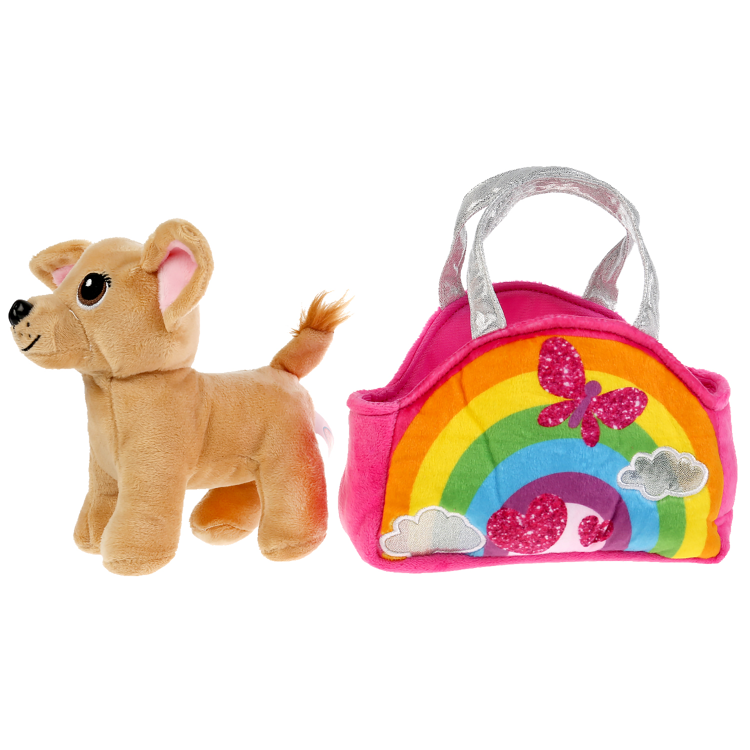 Мягкая игрушка Мой питомец Собачка 15 см в радужной сумочке - фото 2