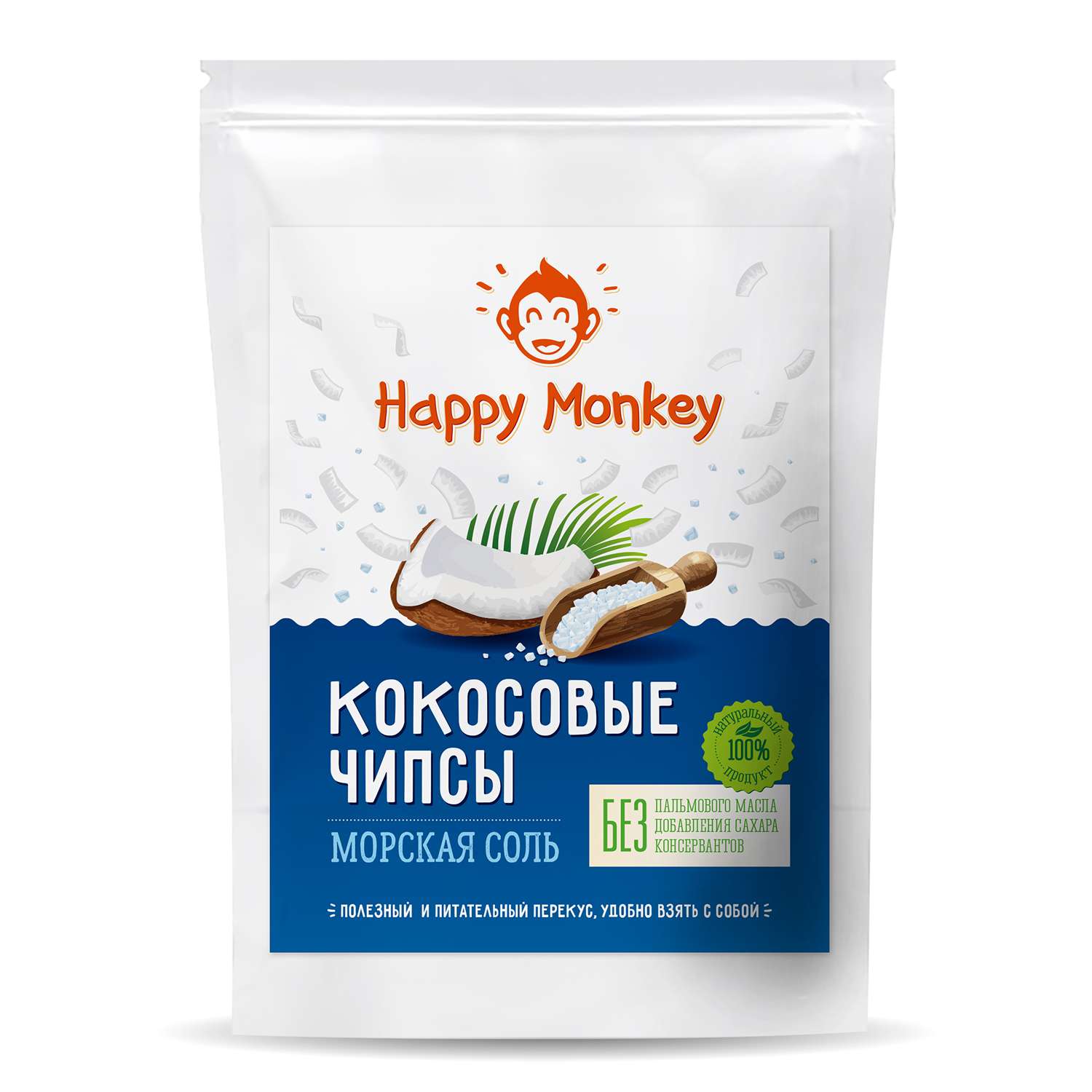 Чипсы Happy Monkey кокосовые морская соль 40г - фото 1