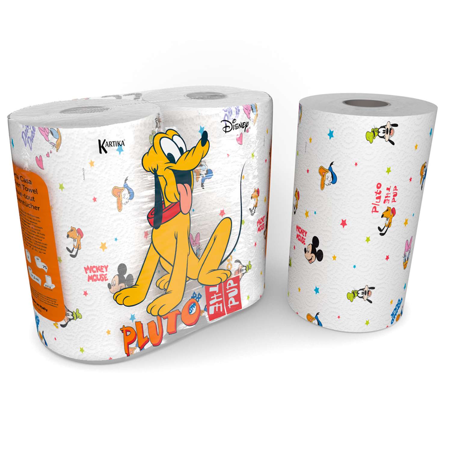 Полотенца бумажные World cart Pluto серия Disney 3 сл 2 рулона по 75 листов - фото 1