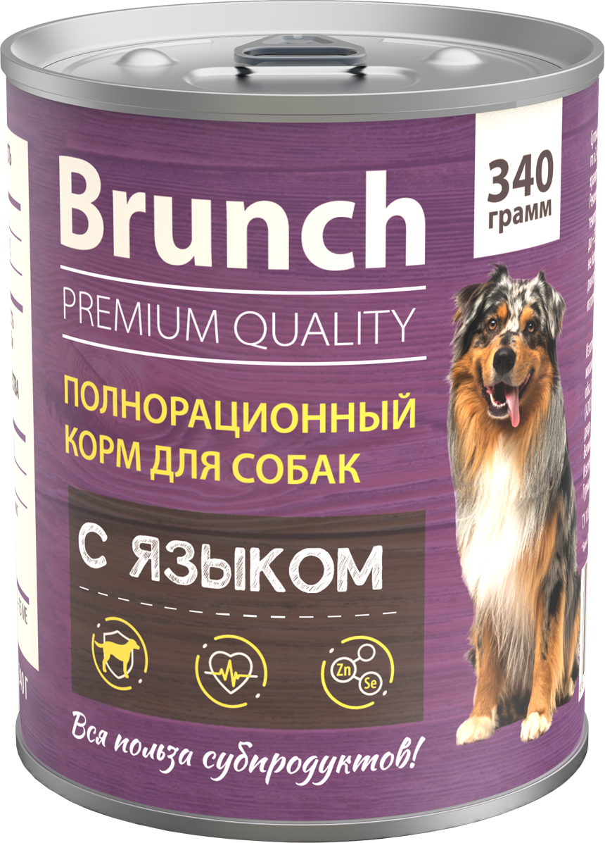 Корм для собак Brunch влажный полнорационный с языком 340г - фото 1