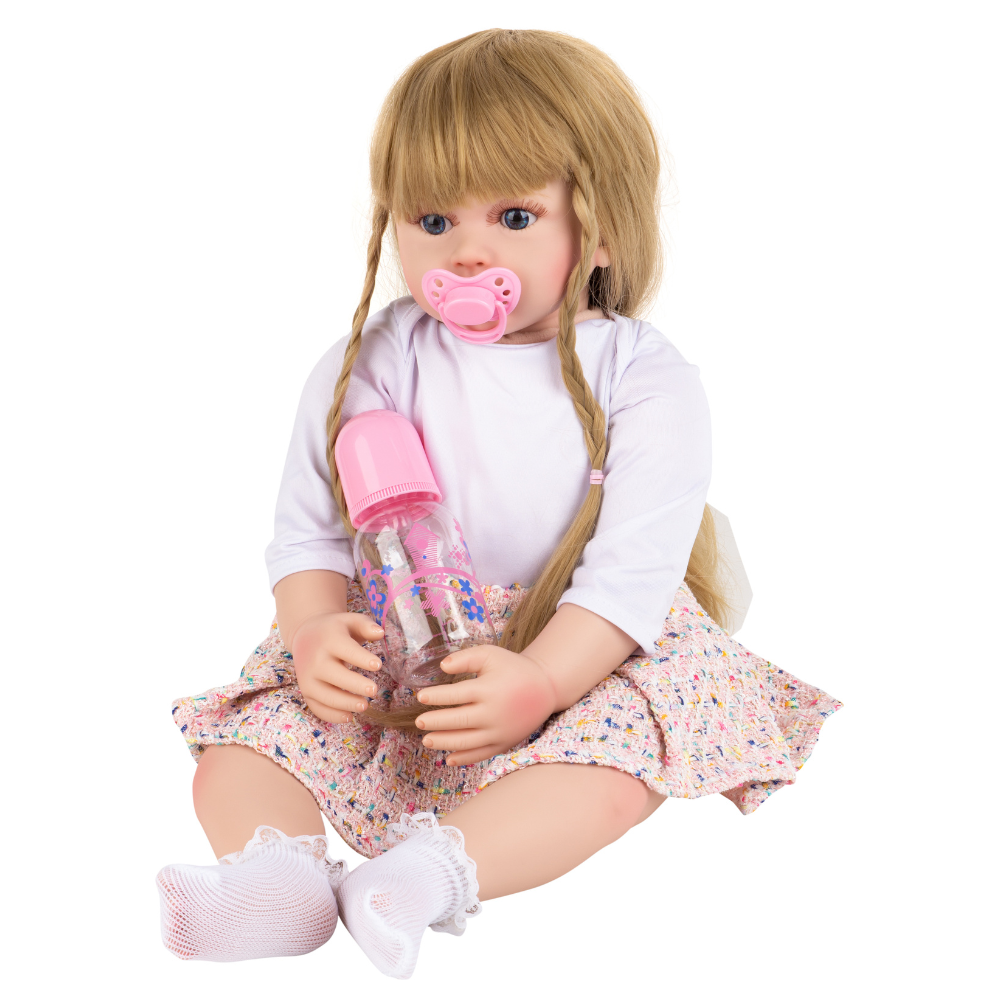Кукла Реборн Блондинка NRAVIZA Детям Мягконабивная 60 см с одеждой и аксессуарами NR0095 - фото 13
