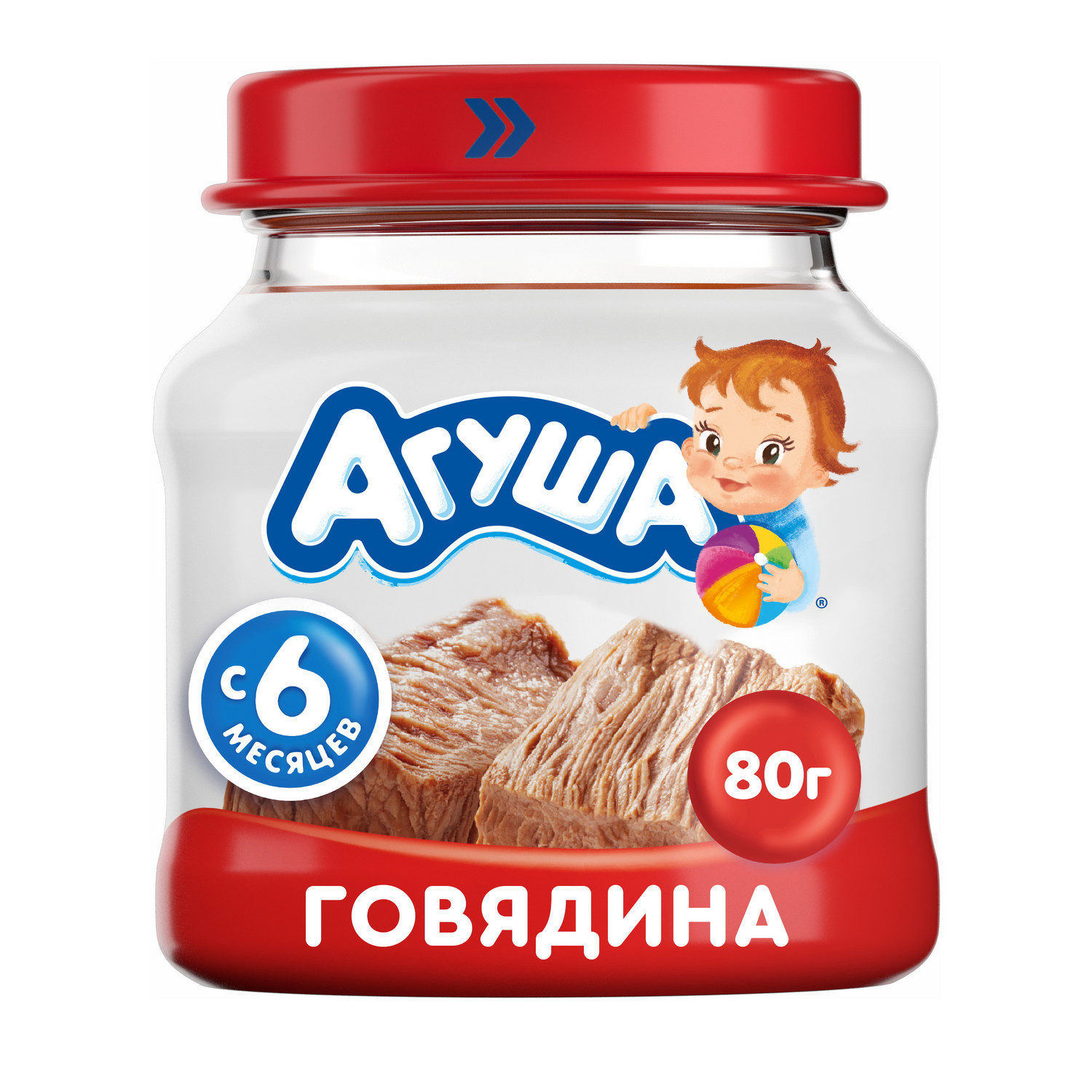 Пюре мясное Агуша Говядина с 6 месяцев, 80 г