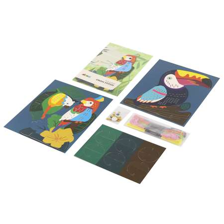 Набор для вышивания крестиком Avenir Лесные птицы 3 картонные фигурки
