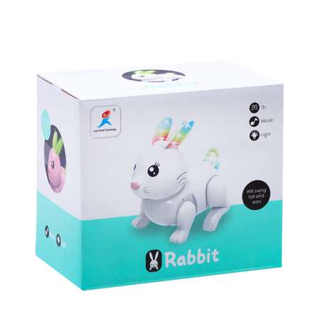 Кролик Sima-Land Белый со светом и звуком работает от батареек