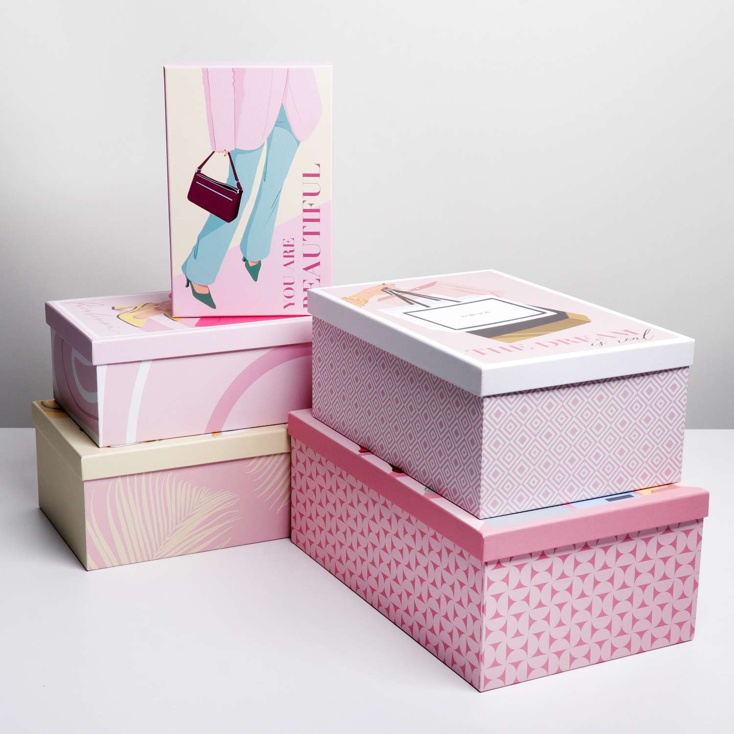 Набор коробк Дарите Счастье подарочных 5 в 1 «Lady» 22 × 14 × 8.5‒ 32.5 × 20 × 12.5 см - фото 2