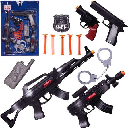 Игровой набор ABTOYS Важная работа Полиция два автомата два пистолета рация 5 пуль и наручники