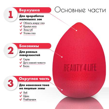 Спонжи для макияжа Beauty4Life розовые 2 шт