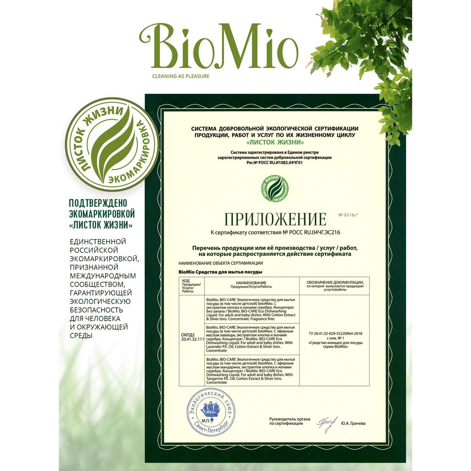 Экологичное средство для мытья посуды, овощей и фруктов BioMio BIO-CARE (с эфирным маслом мандарина и экстрактом хлопка) 450 мл - фото 8
