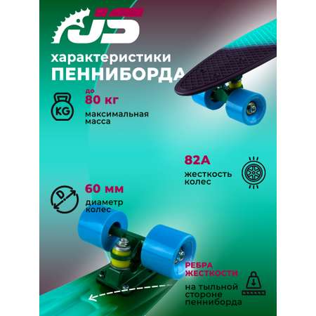 Скейтборд JETSET детский фиолетовый голубой зеленый