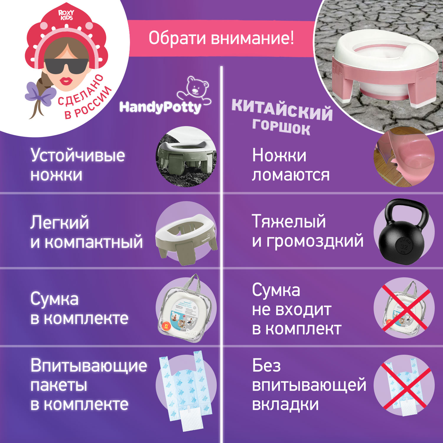 Горшок дорожный ROXY-KIDS складной и насадка на унитаз HandyPotty с тремя пакетами цвет серый - фото 13