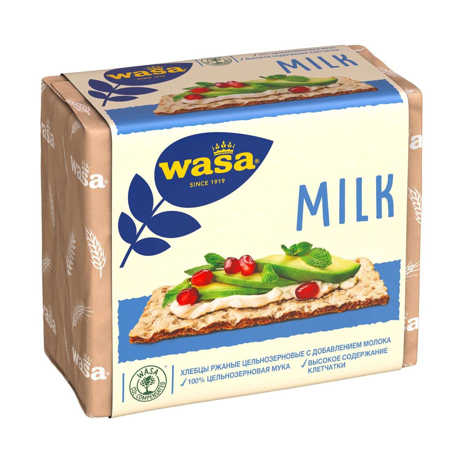Хлебцы Wasa ржаные из цельнозерновой муки с молоком 230г - фото 2