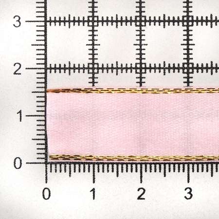 Лента Айрис атласная односторонняя упаковочная с золотой нитью 15 мм 22.86 м 147 розовый
