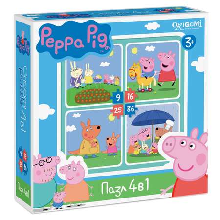 Пазлы ORIGAMI Peppa Pig 9-16-25-36 в ассортименте