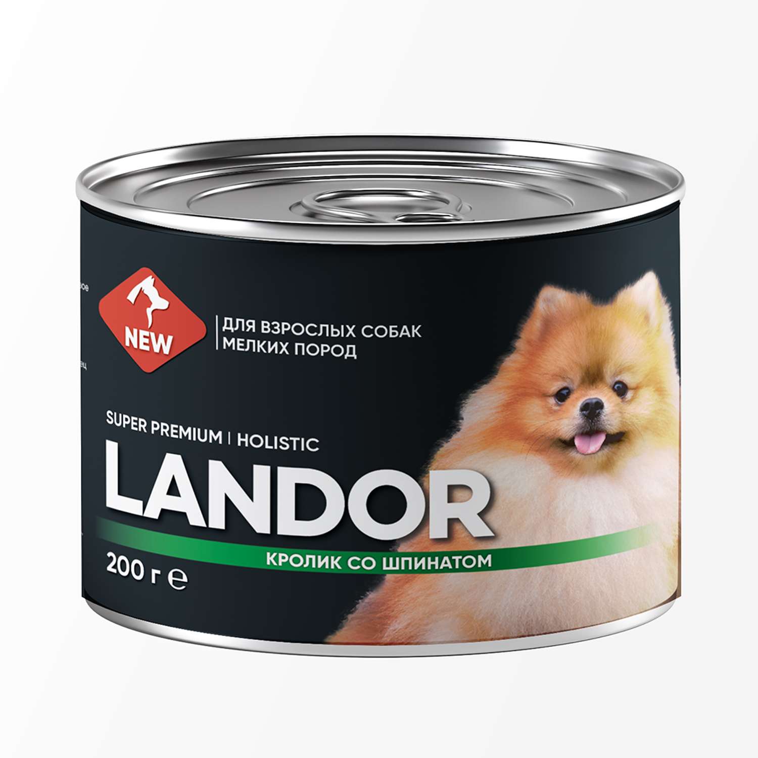 Корм для собак Landor 0.2кг мелких пород кролик с шпинатом ж/б - фото 1