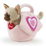 Мягкая игрушка TRUDI Сиамский котёнок в розовой сумочке 12x17x28см