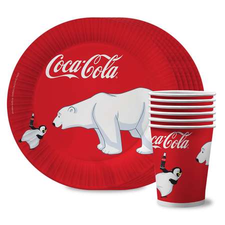 Набор одноразовой посуды ND PLAY Coca Cola стаканы 6шт 330мл тарелки 6шт 23см