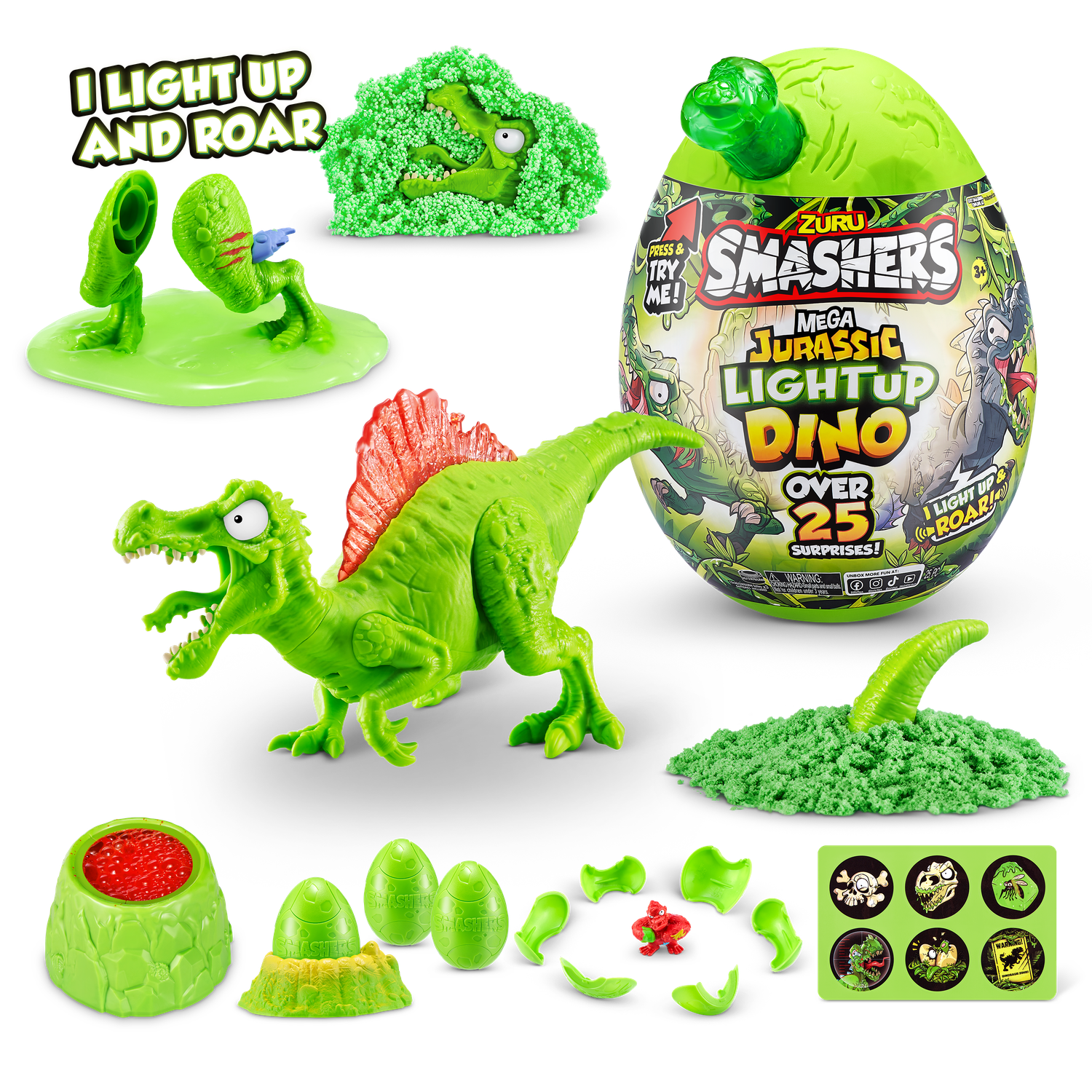 Игрушка сюрприз ZURU Smashers Jurassic Мега Динозавр со светом и звуком - фото 3