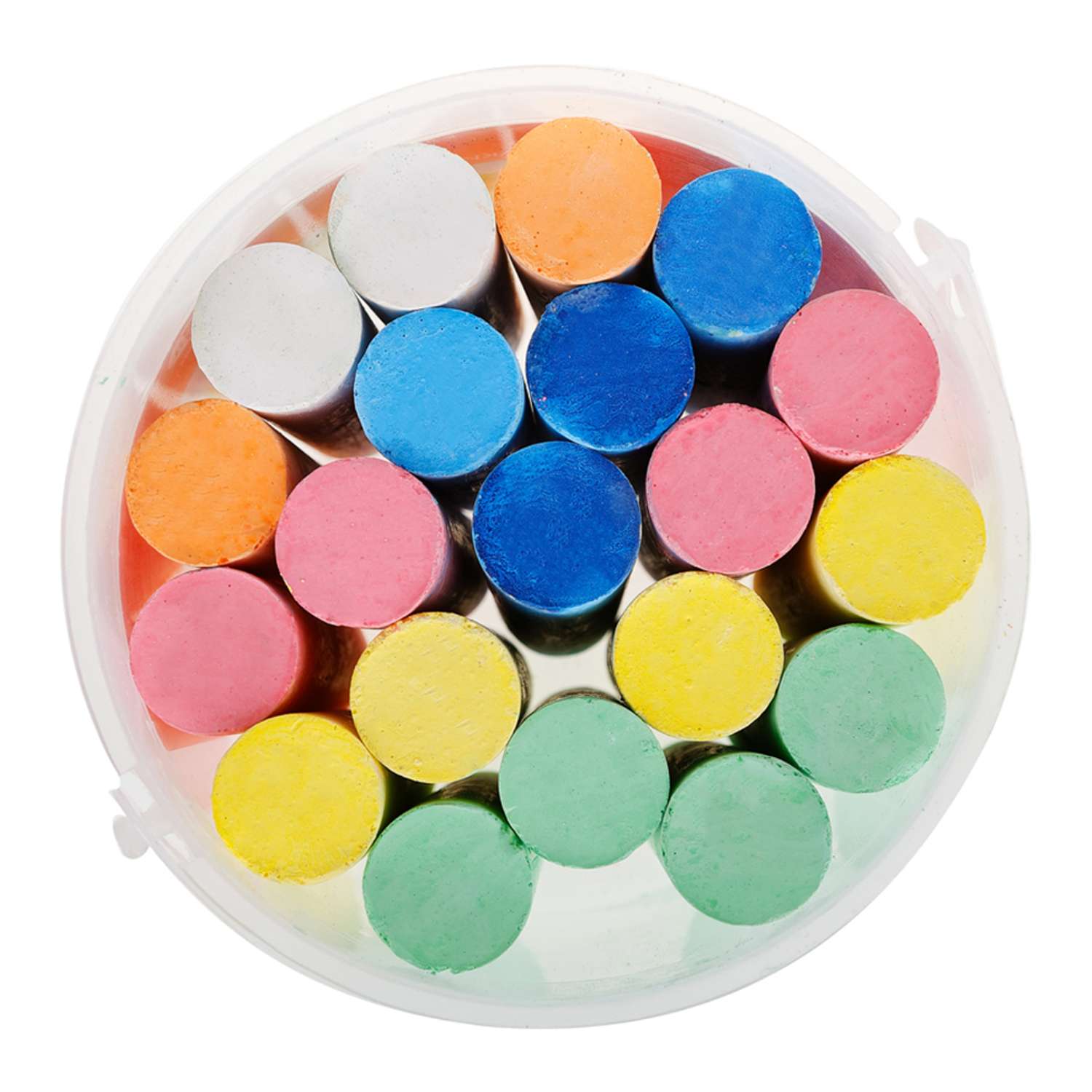 Мелки для асфальта Гамма Мультики цветные 20 шт 6 цветов круглые пластиковое ведро - фото 1