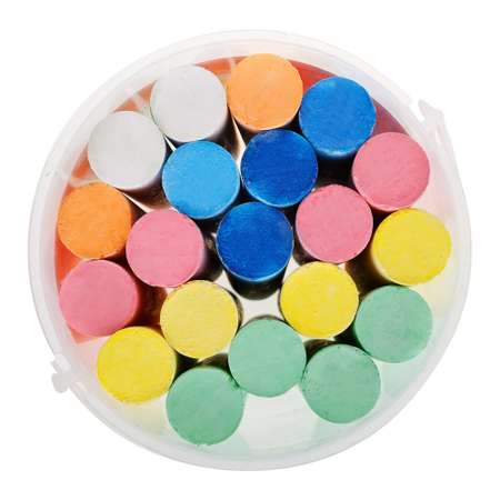 Мелки для асфальта Гамма Мультики цветные 20 шт 6 цветов круглые пластиковое ведро