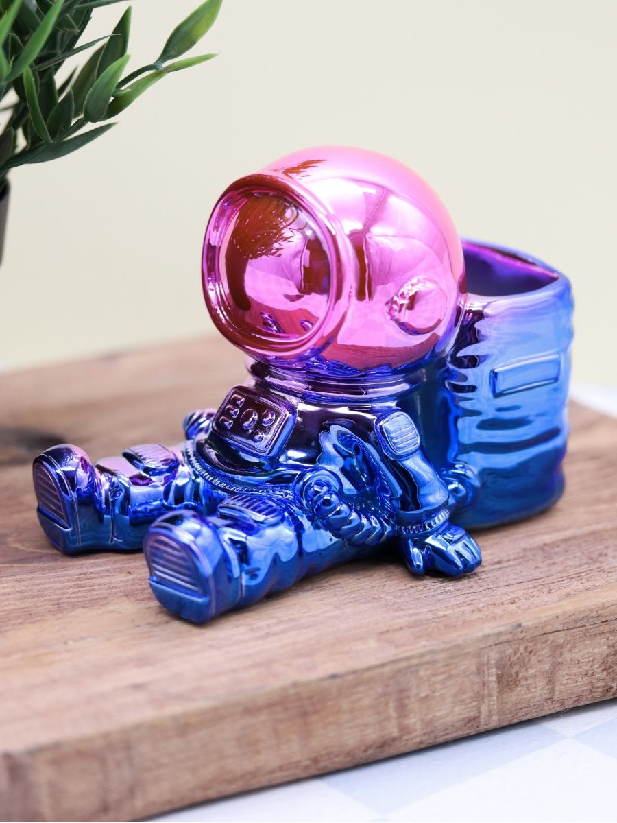 Подставка для канцелярии iLikeGift Astronaut blue metallic - фото 3