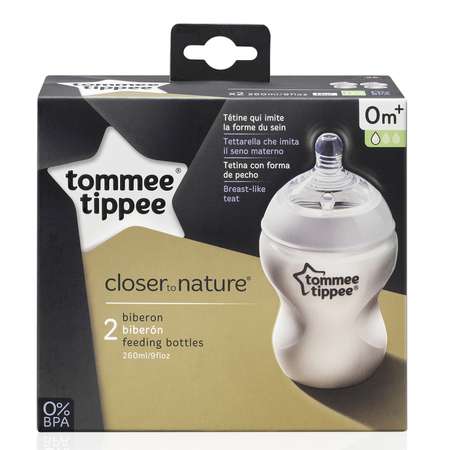 Бутылочки Tommee tippee с антиколиковым клапаном медленный поток 2 шт 260 мл