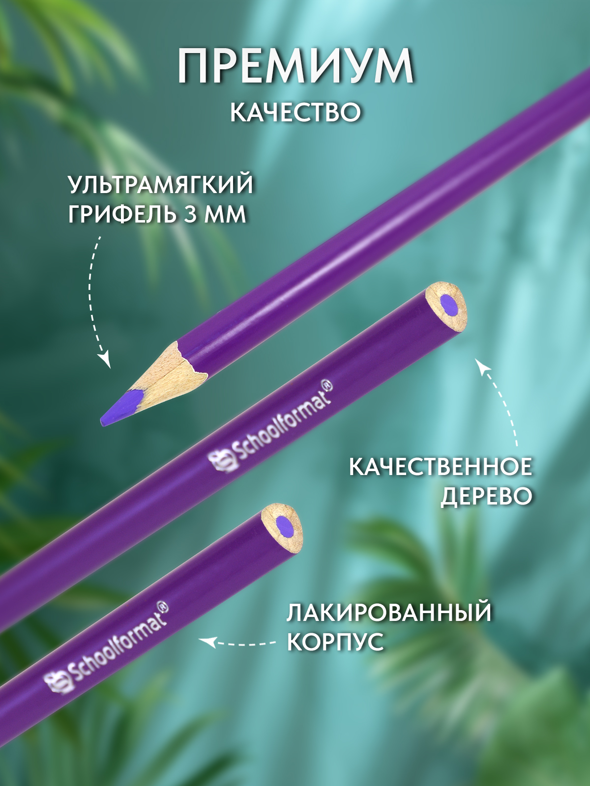 Карандаши цветные SCHOOLFORMAT мягкие для рисования Дикая планета набор 12 цветов трехгранные - фото 7