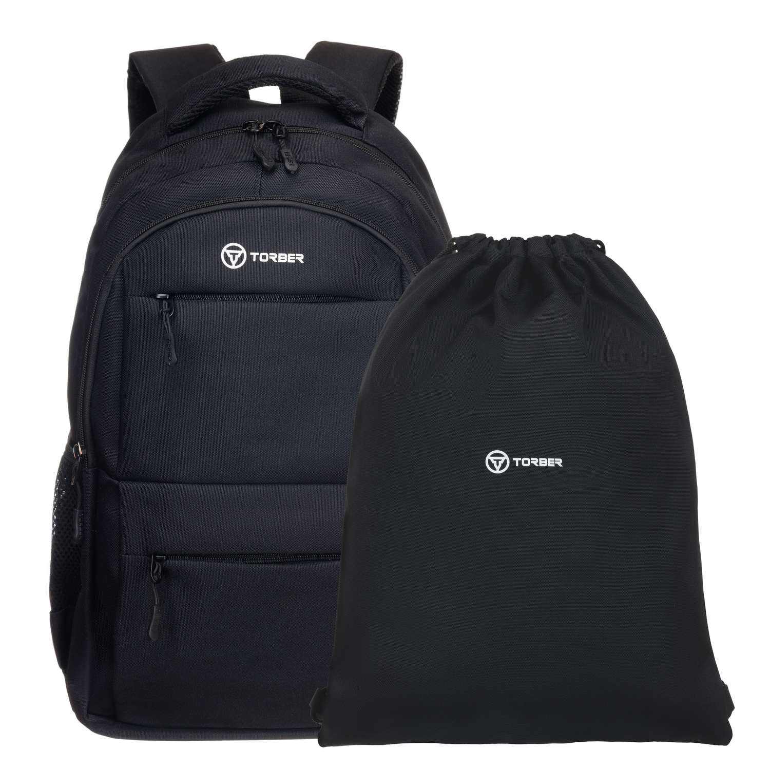 Рюкзак TORBER CLASS X черный и мешок для сменной обуви - фото 1