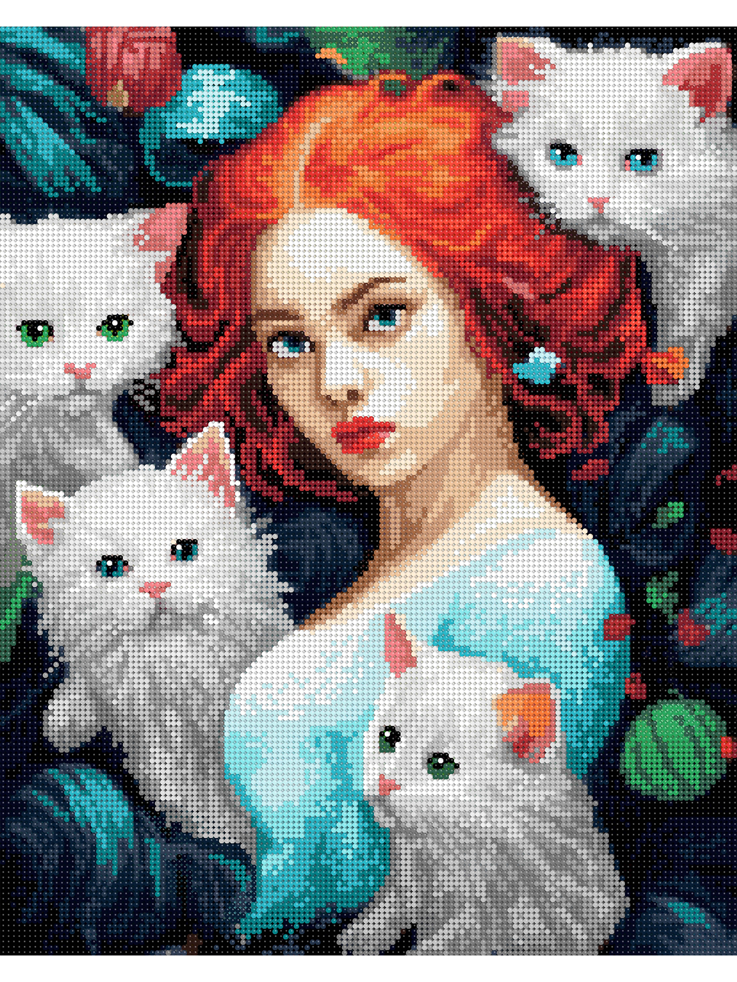 Алмазная мозаика Art on Canvas холст на подрамнике 40х50 см Девушка с котятами - фото 2