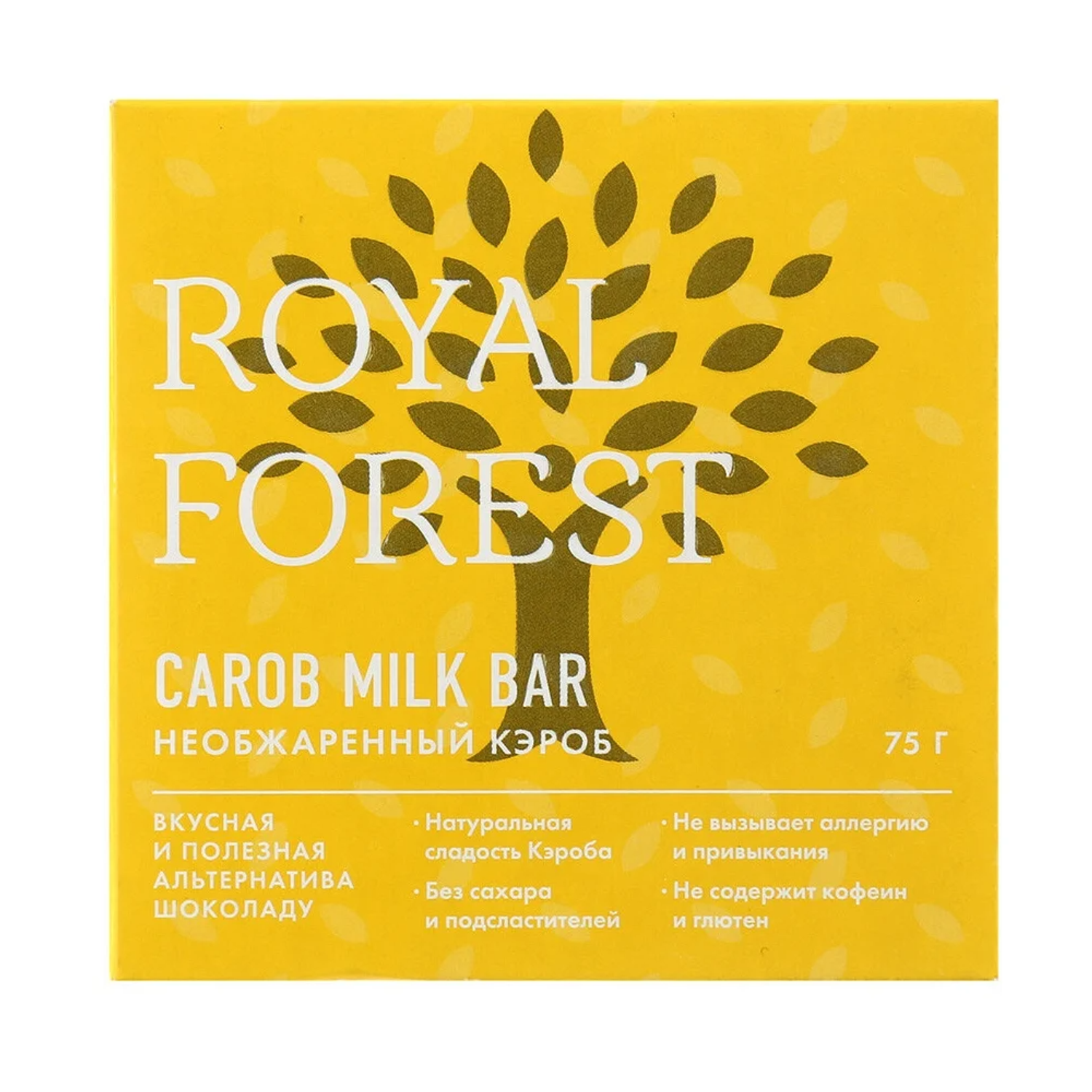 Плиточный шоколад ROYAL FOREST молочный из необжаренного кэроба 75 г - фото 1