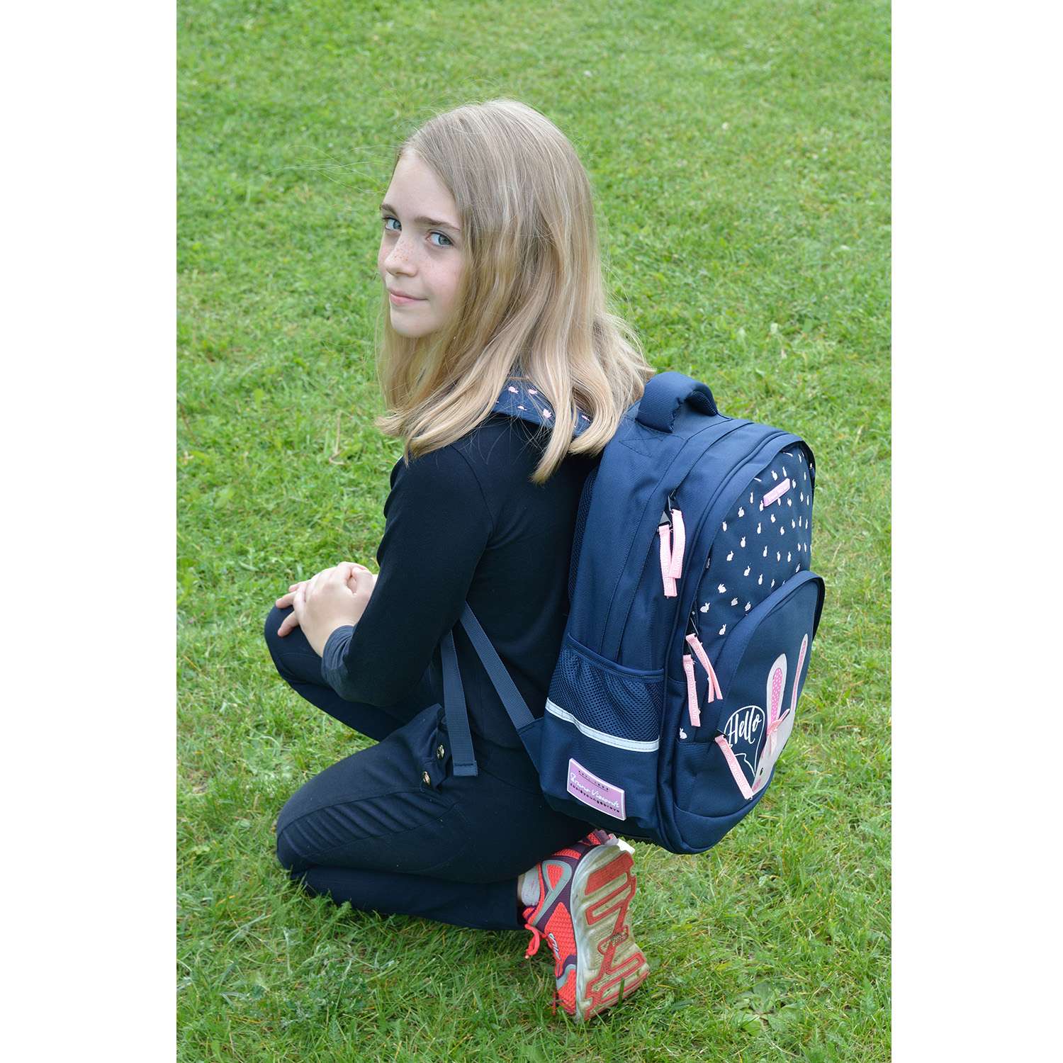 Рюкзак школьный Bruno Visconti синий с эргономичной спинкой Hello Кролик - фото 8