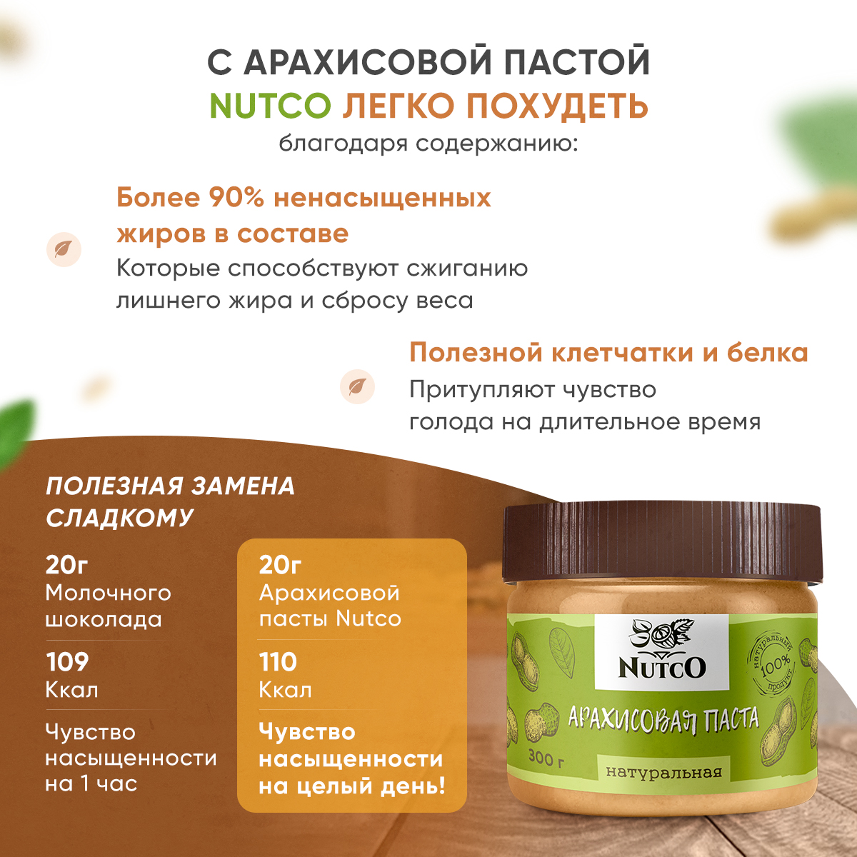 Арахисовая паста Nutco натуральная без сахара и добавок купить по цене 360  ₽ в интернет-магазине Детский мир