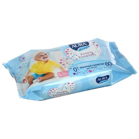 Влажные салфетки AURA Ultra comfort для детей 60шт