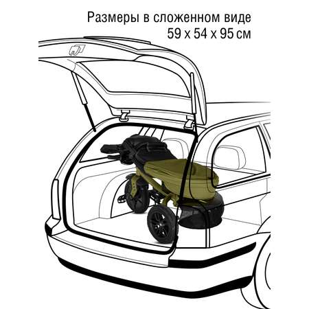 Велосипед-коляска детский трехколесный CITYRIDE Lunar 2.0 колеса 12/10 хаки